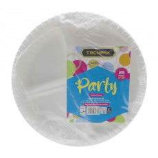 Techpak 25Plates 9Inch 3Partion Wht