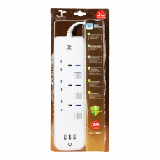 Jc 3 Way Uk Extension Socket+Usb